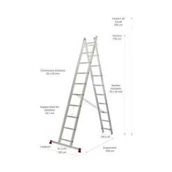 ESCALUX Échelle Transformable 2 Plans 2x10 échelons 6 ESCALUX Échelle Transformable 2 Plans 2x10 échelons -Pas Cher Échelle Magasin 278149 3