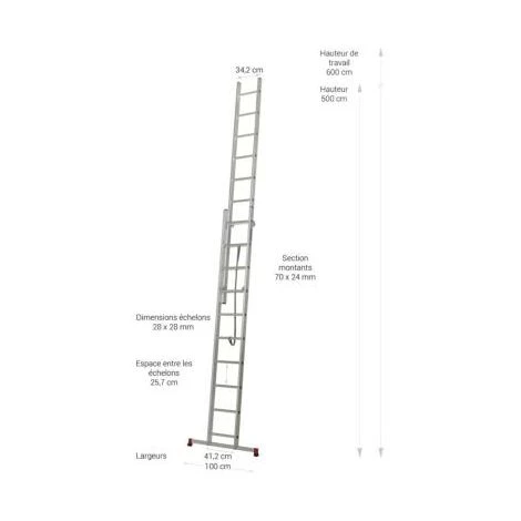 ESCALUX Échelle Transformable 2 Plans 2x10 échelons 4 ESCALUX Échelle Transformable 2 Plans 2x10 échelons – Image 4