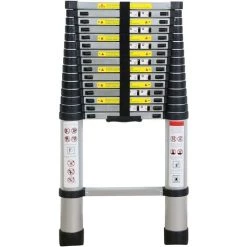 IDEGU 4.7M Échelle Télescopique En Aluminium Bricolage Pliable Échelle Escamotable Multifonction Charge 150 Kg, Noir