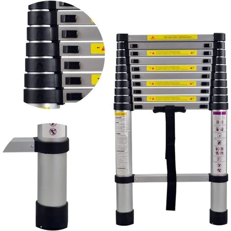 IDEGU Échelle Télescopique Escabeau Telescopique Multi-Fonction Escamotable En Aluminium Portable Pliante - 3.2M - 3.2M 2 IDEGU Échelle Télescopique Escabeau Telescopique Multi-Fonction Escamotable En Aluminium Portable Pliante - 3.2M - 3.2M – Image 2