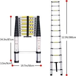 IDEGU 3.8M Échelle Télescopique En Aluminium Bricolage Pliable Échelle Escamotable Multifonction Charge 150 Kg, Noir -Pas Cher Échelle Magasin 28258742 3