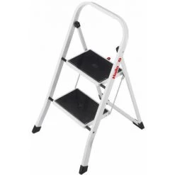 HOBBYTECH Escabeau En Acier De 2 Marches Tabouret Marche Pied Pliant L46 X L71 X H104 Cm Echelle Avec Pieds Anti Dérapant Max 150Kg (2 Marches)