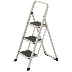HOBBYTECH Escabeau En Acier De 3 Marches Tabouret Marche Pied Pliant L46 X L71 X H104 Cm Echelle Avec Pieds Anti Dérapant Max 150Kg (3 Marches)