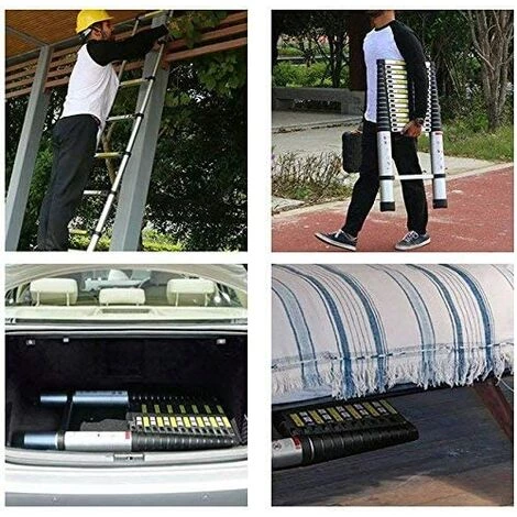 STOEX 4.4M Échelle Télescopique En Aluminium Bricolage Pliable Échelle Escamotable Multifonction Charge 150 Kg, Noir 5 STOEX 4.4M Échelle Télescopique En Aluminium Bricolage Pliable Échelle Escamotable Multifonction Charge 150 Kg, Noir – Image 5
