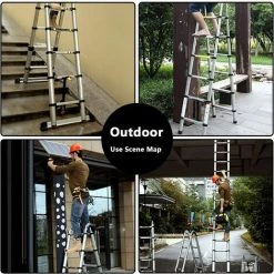 STOEX Échelle Télescopique Portable Et Pliante Échelle Escamotable En Aluminium Noir, Charge 150 Kg - 5M (2,5M + 2,5M) -Pas Cher Échelle Magasin 28992963 3