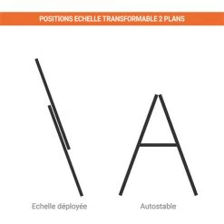 ECHELLE DIRECT - MATISERE Echelle Transformable 2 Plans - 2x8 Barreaux - 3.83m Dépliée / 2.42m Pliée - 8508 -Pas Cher Échelle Magasin 2978440 4