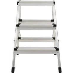 Ribelli Escabeau En Aluminium Pliant Échelle Domestique Pliable Marchepied 3 Niveaux Chargeable Jusqu'à 150 Kg Env. 44 X 61 X 60,5 Cm