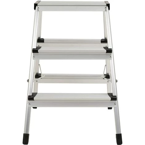 Ribelli Escabeau En Aluminium Pliant Échelle Domestique Pliable Marchepied 3 Niveaux Chargeable Jusqu'à 150 Kg Env. 44 X 61 X 60,5 Cm 1 Ribelli Escabeau En Aluminium Pliant Échelle Domestique Pliable Marchepied 3 Niveaux Chargeable Jusqu'à 150 Kg Env. 44 X 61 X 60,5 Cm