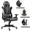 KEEPBUYING Chaise Fauteuil Gamer Avec Coussins - Hauteur Reglable - Inclinable Pivotante NOIR&BLANC