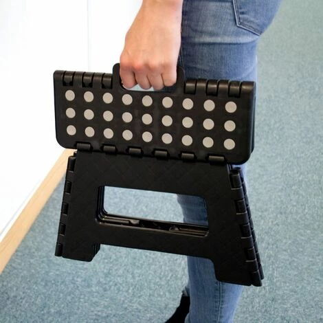 THE HOME DECO FACTORY Marche Pied Pliable Compact Noir - Noir 2 THE HOME DECO FACTORY Marche Pied Pliable Compact Noir - Noir – Image 2