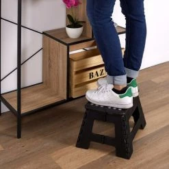 THE HOME DECO FACTORY Marche Pied Pliable Compact Noir - Noir 7 THE HOME DECO FACTORY Marche Pied Pliable Compact Noir - Noir -Pas Cher Échelle Magasin 30649852 4
