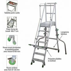 PLATEFORME DIRECT - MATISERE Escabeau Roulant De 2 Marches - Hauteur De Travail Max. 2.62m - CA0/50 7 PLATEFORME DIRECT - MATISERE Escabeau Roulant De 2 Marches - Hauteur De Travail Max. 2.62m - CA0/50 -Pas Cher Échelle Magasin 3105336 3