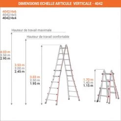 ECHELLE DIRECT - MATISERE Escabeau Double D'une Longueur De 4.00m Déplié Et 1.20m Pliée. - 4042/4x4 -Pas Cher Échelle Magasin 3105368 3