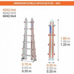ECHELLE DIRECT - MATISERE Escabeau Double D'une Longueur De 4.00m Déplié Et 1.20m Pliée. - 4042/4x4 -Pas Cher Échelle Magasin 3105368 4