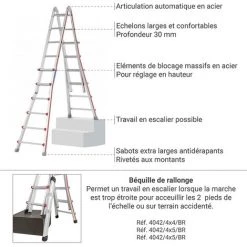ECHELLE DIRECT - MATISERE Escabeau Double D'une Longueur De 4.00m Déplié Et 1.20m Pliée. - 4042/4x4 -Pas Cher Échelle Magasin 3105368 5