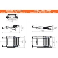 ECHELLE DIRECT - MATISERE Escalier Escamotable Télescopique Pour Une Hauteur De 2.31 à 2.57m - TEL-60324 -Pas Cher Échelle Magasin 3105522 4