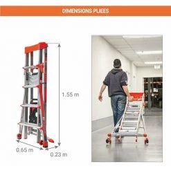 ECHELLE DIRECT - MATISERE Escabeau Télescopique 5 à 8 Marches - Hauteur De Travail Max. 3.74m - LIG-15125 -Pas Cher Échelle Magasin 3105533 3