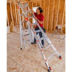 ECHELLE DIRECT - MATISERE Escabeau Télescopique 5 à 8 Marches - Hauteur De Travail Max. 3.74m - LIG-15125 -Pas Cher Échelle Magasin 3105533 5