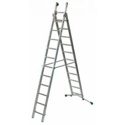 ECHELLE DIRECT - MATISERE Echelle Transformable 2 Plans - Longueur Pliée 2.04m. / Dépliée 3.00m Et 1.94m En Position Escabeau. - P210-2