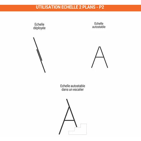 ECHELLE DIRECT - MATISERE Echelle Transformable 2 Plans - Longueur Pliée 2.04m. / Dépliée 3.00m Et 1.94m En Position Escabeau. - P210-2 5 ECHELLE DIRECT - MATISERE Echelle Transformable 2 Plans - Longueur Pliée 2.04m. / Dépliée 3.00m Et 1.94m En Position Escabeau. - P210-2 – Image 5