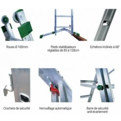 ECHELLE DIRECT - MATISERE Echelle Transformable 2 Plans - Longueur Pliée 2.64m. / Dépliée 4.20m Et 2.54m En Position Escabeau. - P260-2 -Pas Cher Échelle Magasin 3105627 4