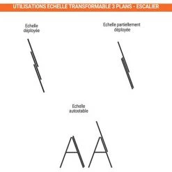 ECHELLE DIRECT - MATISERE Echelle Transformable 3 Plans - Longueur Pliée 2.01m. / Dépliée 3.99m Et 2.84m En Position Escabeau. - 7807 -Pas Cher Échelle Magasin 3105635 5