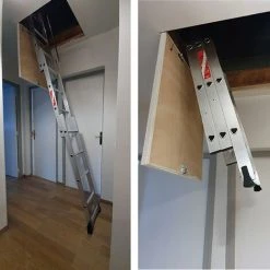 HAILO Escalier Escamotable 3 Plans - Haut. Du Sol Au Sol Supérieur 3.00m - 9344-001 -Pas Cher Échelle Magasin 3105690 3