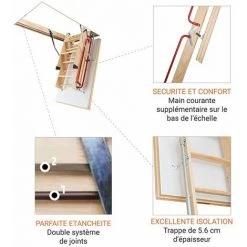 ECHELLE DIRECT - MATISERE Escalier Escamotable Bois - Ouverture Du Plafond De 70 X 130cm - LWL70130-3 -Pas Cher Échelle Magasin 3105765 5