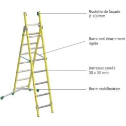 ECHELLE DIRECT - MATISERE Echelle Isolante De 2.64m Fermée Et 4.20m Ouverte. - V260-2 -Pas Cher Échelle Magasin 3105939 3