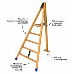 ECHELLE DIRECT - MATISERE Echelle Fruitière 7 Barreaux - Hauteur De L'échelle 2.50m - H2500 -Pas Cher Échelle Magasin 3106003 3