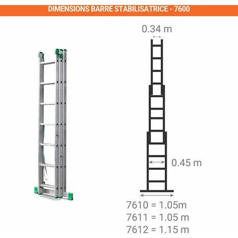 ECHELLE DIRECT - MATISERE Echelle Transformable 3 Plans - Longueur Pliée 3.42m. / Dépliée 7.96m Et 5.41m En Position Escabeau. - 7612 4 ECHELLE DIRECT - MATISERE Echelle Transformable 3 Plans - Longueur Pliée 3.42m. / Dépliée 7.96m Et 5.41m En Position Escabeau. - 7612 – Image 4