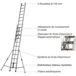 ECHELLE DIRECT - MATISERE Echelle Coulissante 2 Plans Aluminium à Corde - Longueur D'échelle Pliée De 5.03m Et 8.91m Dépliée. - R50-2 8 ECHELLE DIRECT - MATISERE Echelle Coulissante 2 Plans Aluminium à Corde - Longueur D'échelle Pliée De 5.03m Et 8.91m Dépliée. - R50-2 -Pas Cher Échelle Magasin 3106058 4