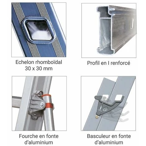 ECHELLE DIRECT - MATISERE Echelle Coulissante 2 Plans Aluminium à Corde - Longueur D'échelle Pliée De 5.03m Et 8.91m Dépliée. - R50-2 5 ECHELLE DIRECT - MATISERE Echelle Coulissante 2 Plans Aluminium à Corde - Longueur D'échelle Pliée De 5.03m Et 8.91m Dépliée. - R50-2 – Image 5