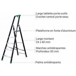 ESCABEAU DIRECT - MATISERE Escabeau 5 Marches - Q50/5P -Pas Cher Échelle Magasin 3140805 3