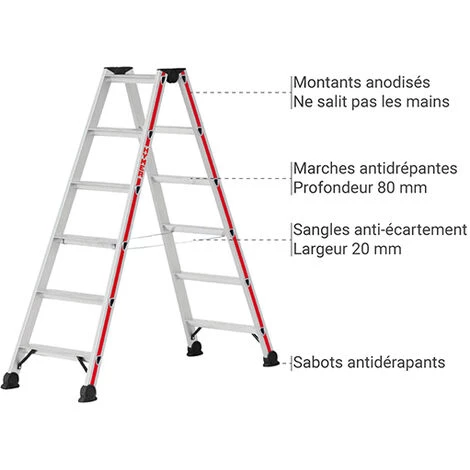 ESCABEAU DIRECT - MATISERE Escabeau 5 Marches - Hauteur Atteignable 2.65m - 4024/2x5 2 ESCABEAU DIRECT - MATISERE Escabeau 5 Marches - Hauteur Atteignable 2.65m - 4024/2x5 – Image 2