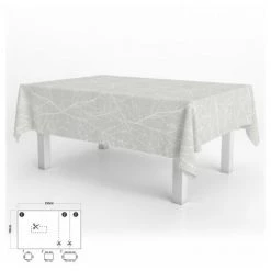 ORYX Tovaglia Gomma Rami Rettangolari Grigio Impermeabile Pvc Antimacchia 140x250 Cm.