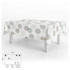 ORYX Tovaglia Rettangolare Cerchi In Gomma Beige Impermeabile Pvc Antimacchia 140x250 Cm.