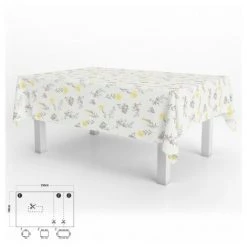 ORYX Tovaglia Rettangolare Gomma Fiori Gialli Impermeabile Pvc Antimacchia 140x250 Cm.