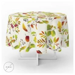 ORYX Tovaglia Rotonda Foglie Di Gomma Autunno Impermeabile Pvc Antimacchia Ø 140 Cm.