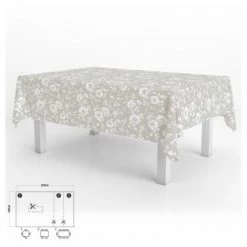 ORYX Tovaglia Rettangolare Gomma Fiori Bianchi Impermeabile Pvc Antimacchia 140x250 Cm.