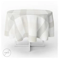 ORYX Tovaglia Gomma Tonda Quadri Beige Impermeabile Pvc Antimacchia Ø 140 Cm.