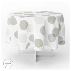 ORYX Tovaglia Rotonda Cerchi In Gomma Beige Impermeabile Pvc Antimacchia Ø 140 Cm.