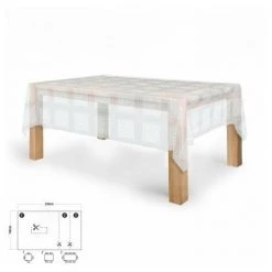 ORYX Tovaglia Rettangolare Gomma Ricamo Trasparente Impermeabile Antimacchia Pvc 140x250 Cm.