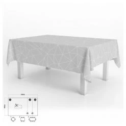ORYX Tovaglia Rettangolare In Gomma Geometrica Grigio Impermeabile Pvc Antimacchia 140x250 Cm.