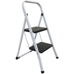 M S V MSV Escabeau Marchepied 2 Niveaux Pliant En Acier Max 150kg (49x43,5x83,5cm) - Noir