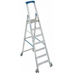 LE SANITAIRE Escabeau Sur Roues Aluminium, 7 Marches
