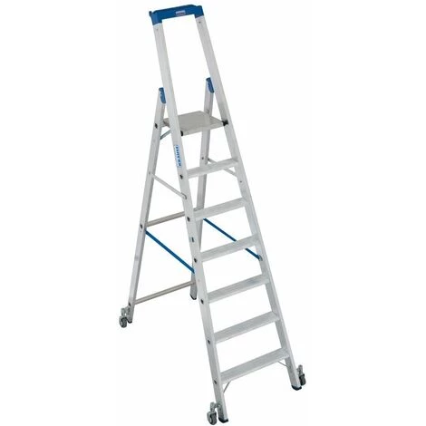 LE SANITAIRE Escabeau Sur Roues Aluminium, 7 Marches 1 LE SANITAIRE Escabeau Sur Roues Aluminium, 7 Marches