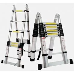 THSINDE Echelle Télescopique ，Escabeau Telescopique Echelle Pliante Echelle Escamotable En Aluminium 2.2M+2.2M