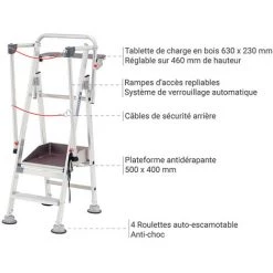 TUBESCA COMABI Escabeau De Rayonnage De 2 Marches. Hauteur Atteignable De 2.50m. - 2273202 -Pas Cher Échelle Magasin 3224828 4