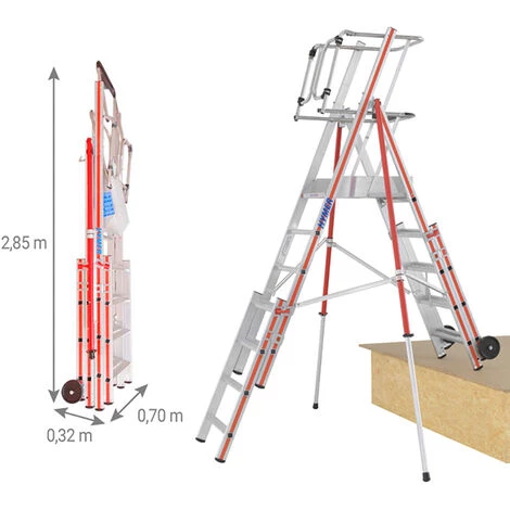 ESCABEAU DIRECT - MATISERE Escabeau Télescopique De 6 Marches Avec Kit D'extension 3 Marches - 848306/03 3 ESCABEAU DIRECT - MATISERE Escabeau Télescopique De 6 Marches Avec Kit D'extension 3 Marches - 848306/03 – Image 3